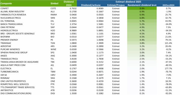 TradeVille: 3,6% - media randamentelor dividendelor ce vor fi distribuite în 2026 de companiile din BETPlus